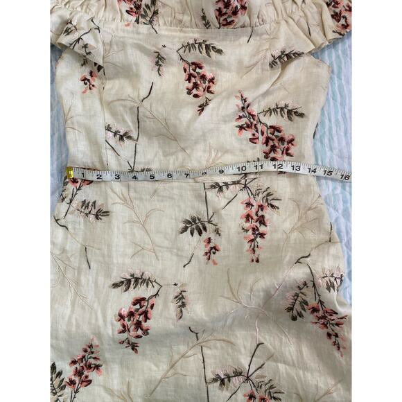 Rebecca Taylor off the shoulder Linen embroidered dress Size 4 NWT - Picture 12 of 13